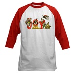 Red Baseball Jersey T-Shirt with Cartoon Christmas Kitten Cats Picture 