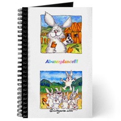 Blank Writing Journal  with Cartoon Bunnu Rabbit Art on Cover-  World is My Carrot