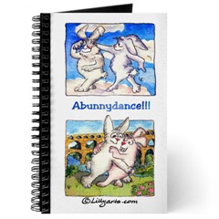 Blank Writing Journal  with Cartoon Bunnu Rabbit Art on Cover - Dancing Bunnies